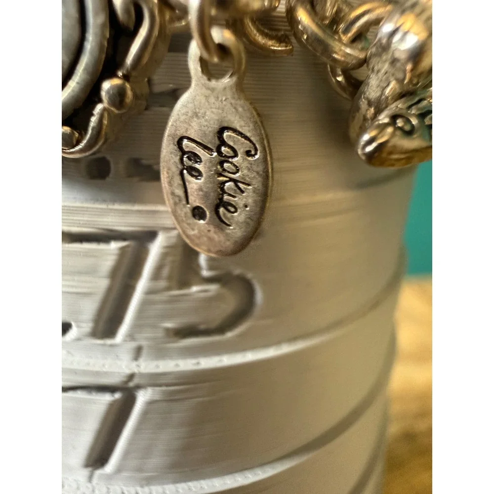 Cookie Lee Charm Bracelet Womens 6.5 Silver Cat Mom Tuna Breath Photo Frame Y2K
